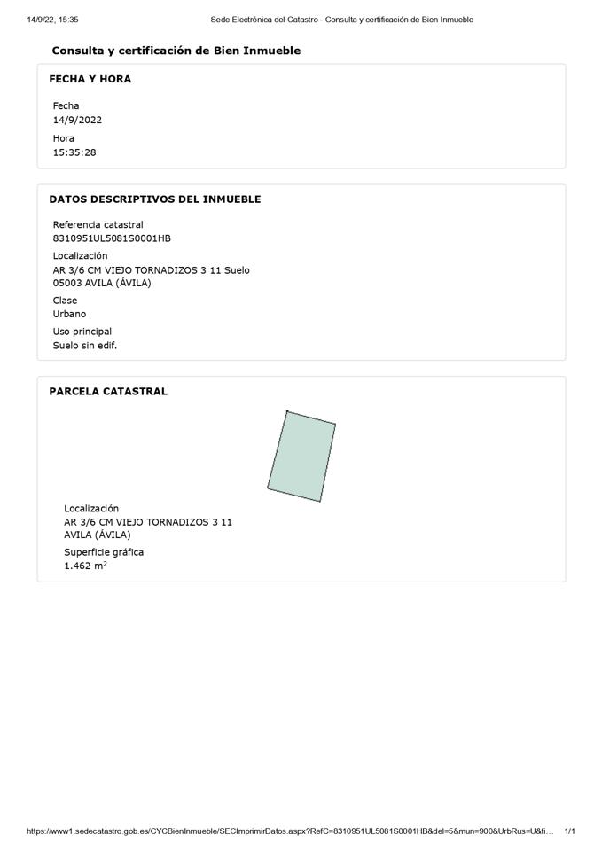 Terreno en venta en Ávila